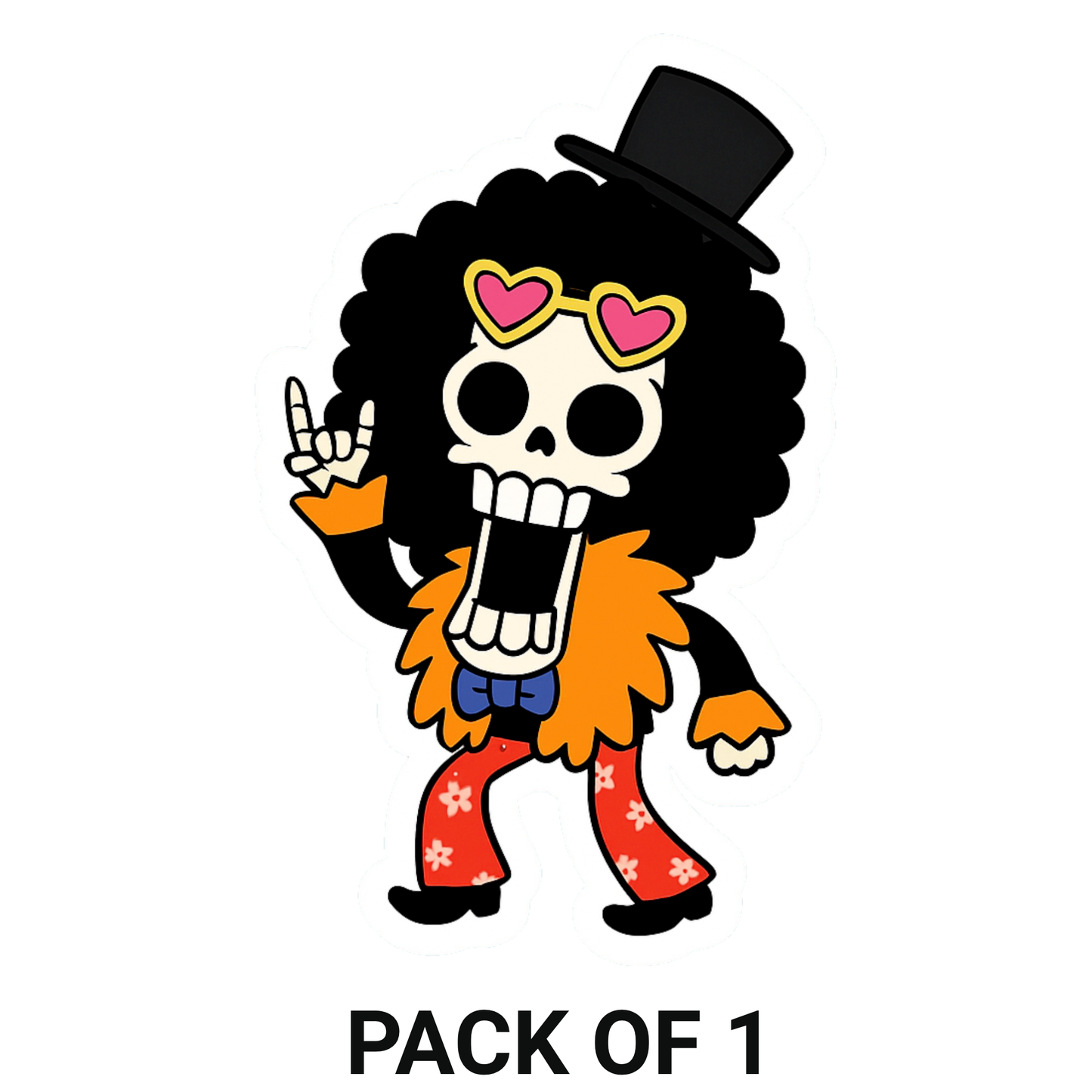 Smeeps Brook Skeleton Sticker – 11.94 x 7.62 cm Car & Bike Vinyl Decal | One Piece Anime Design | Waterproof & UV-Resistant