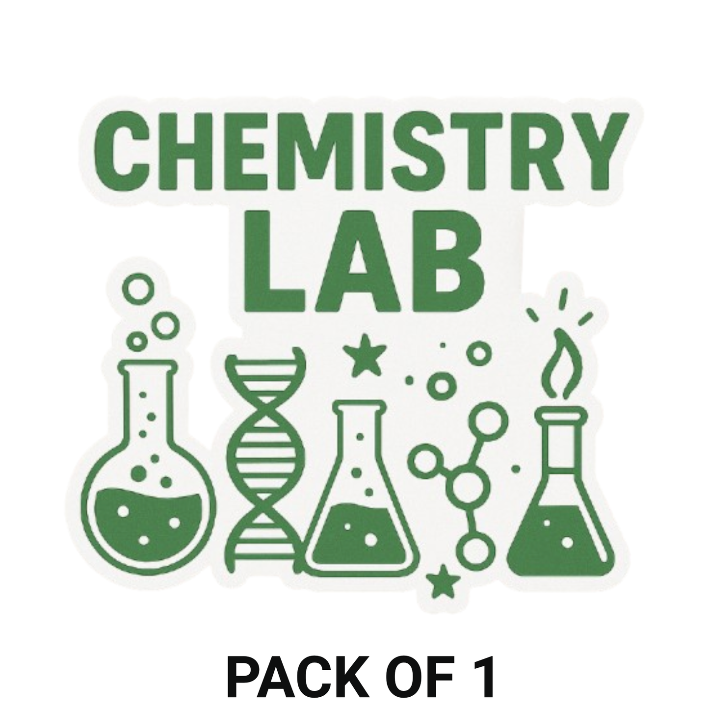 Smeeps Chemistry Lab Sticker – 10.16 x 11.18 cm Science Theme Vinyl Decal | Beakers, DNA & Molecule Design | Waterproof & Durable