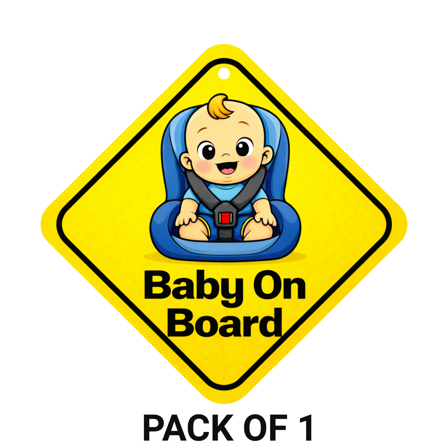 Smeeps Baby On Board Hanging Sign – 20.32 × 20.32 cm (8 × 8 Inch) Cute Baby Car Seat Waterproof Car Hanging Board with Suction Cup | Baby Safety Vehicle Warning Sign