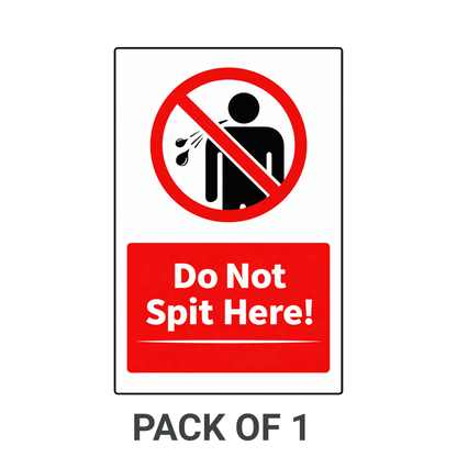 Smeeps Do Not Spit Here Sticker – 13.97 × 9.15 cm (5.5 × 3.6 Inch) No Spitting Warning Vinyl Sign | Waterproof UV Resistant Wash Proof Durable