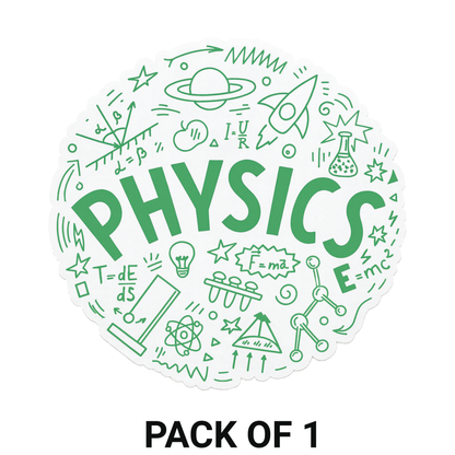 Smeeps Physics Lab Sticker – 11.43 x 11.43 cm Round Science Doodle Design | Classroom & Notebook Vinyl Decal | Waterproof & UV Resistant