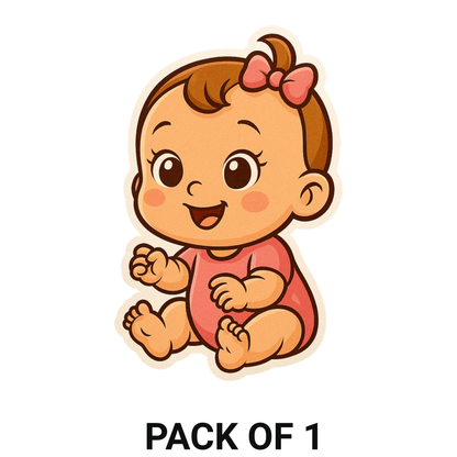 Smeeps Cute Baby Girl Sticker – 11.43 x 7.62 cm Adorable Cartoon Infant Decal | Nursery, Kids Room & School Use | Waterproof Vinyl
