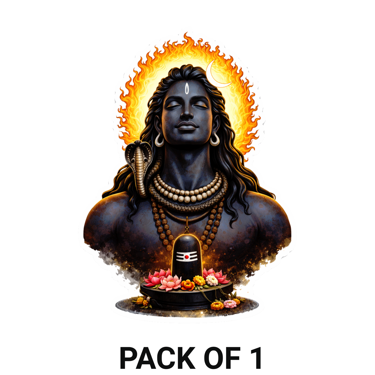 Smeeps Lord Shiva Meditation Sticker – 12.7 × 9.4 cm (5 × 3.7 Inch) Mahadev Trishul & Shivling Vinyl Decal for Car & Bike | Waterproof UV Resistant Religious Sticker