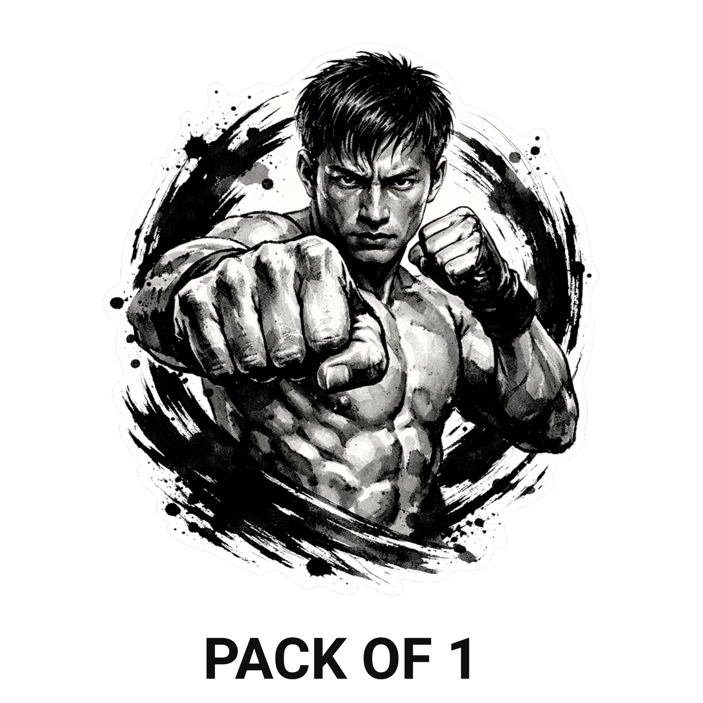 Smeeps Fighter Punch Vinyl Sticker – 10.16 × 8.89 cm (4 × 3.5 Inch) Waterproof Martial Arts Car Sticker | Gym & Motivation Decal | UV Resistant | Pack of 1