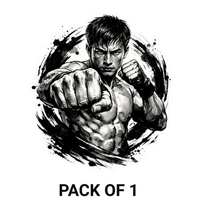 Smeeps Fighter Punch Vinyl Sticker – 10.16 × 8.89 cm (4 × 3.5 Inch) Waterproof Martial Arts Car Sticker | Gym & Motivation Decal | UV Resistant | Pack of 1