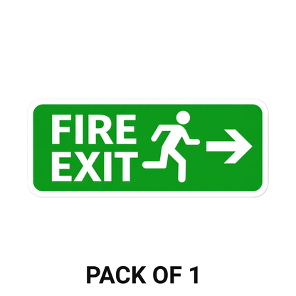 Smeeps Fire Exit Direction Sign Sticker – 13.97 cm (5.5 Inch) Safety Vinyl Decal | Waterproof UV Resistant Emergency Exit Sticker