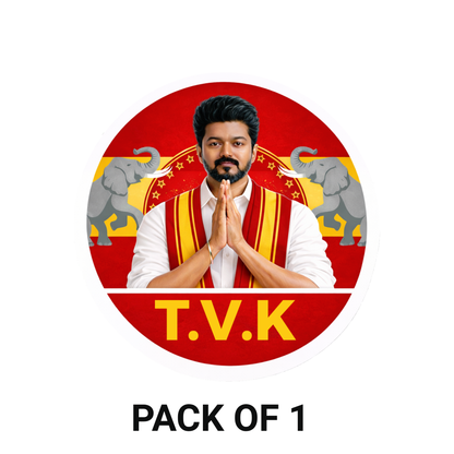 Smeeps Vijay TVK Circular Car Sticker – 10.16 × 10.16 cm (4 × 4 Inch) Premium Vinyl Decal | Thamizaga Vettri Kazhagam T.V.K Design | Waterproof UV Resistant Wash Proof | Pack of 1