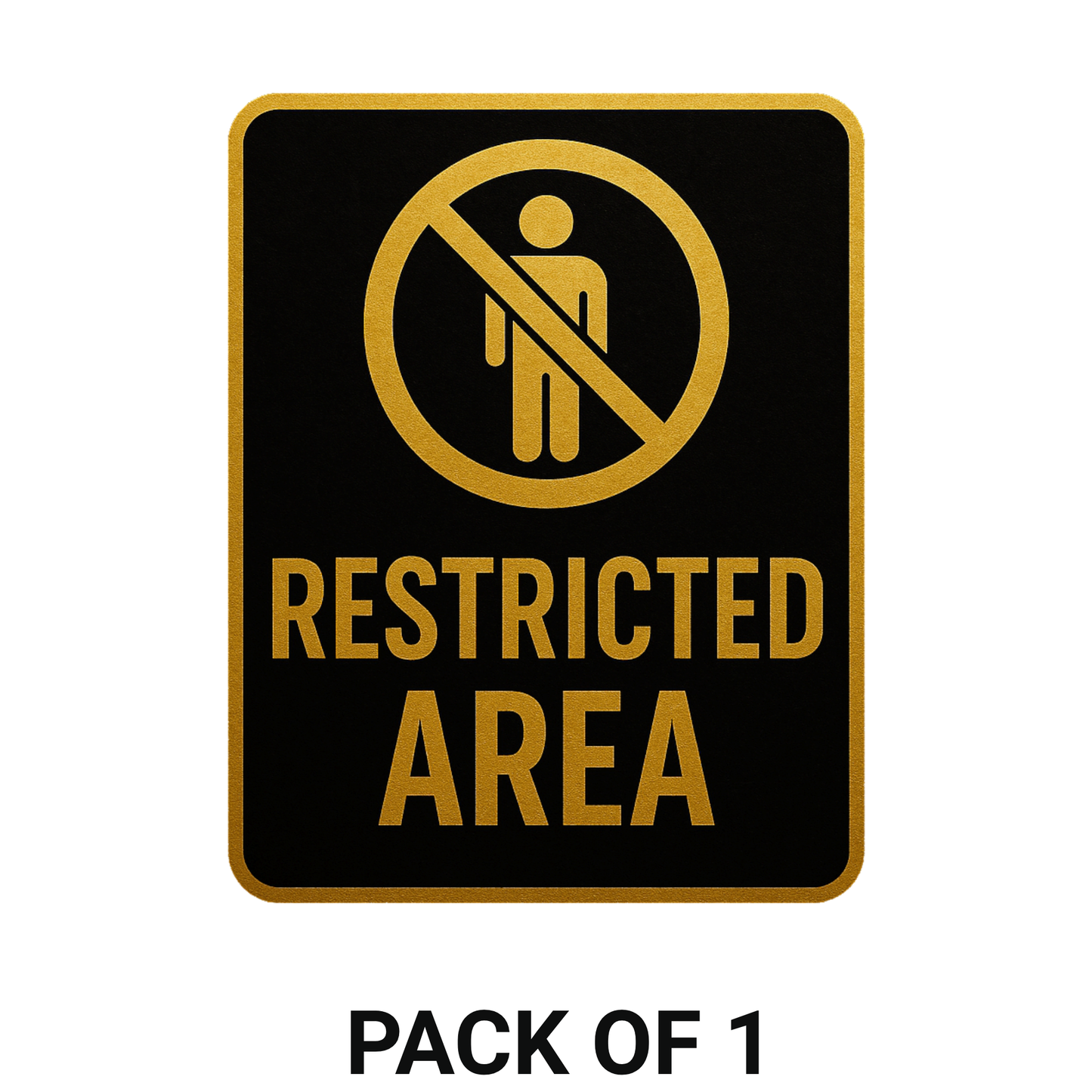 Smeeps Restricted Area Sticker – 11.94 x 15.24 cm Gold & Black Warning Sign | Waterproof, Durable & High-Visibility Vinyl