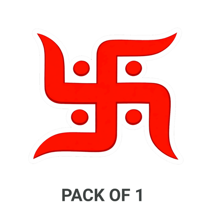 Smeeps Hindu Swastik Sticker – 10.16 × 8.89 cm (4 × 3.5 Inch) Premium Vinyl Decal | Red Religious Auspicious Symbol Design | Waterproof UV Resistant Wash Proof | Pack of 1