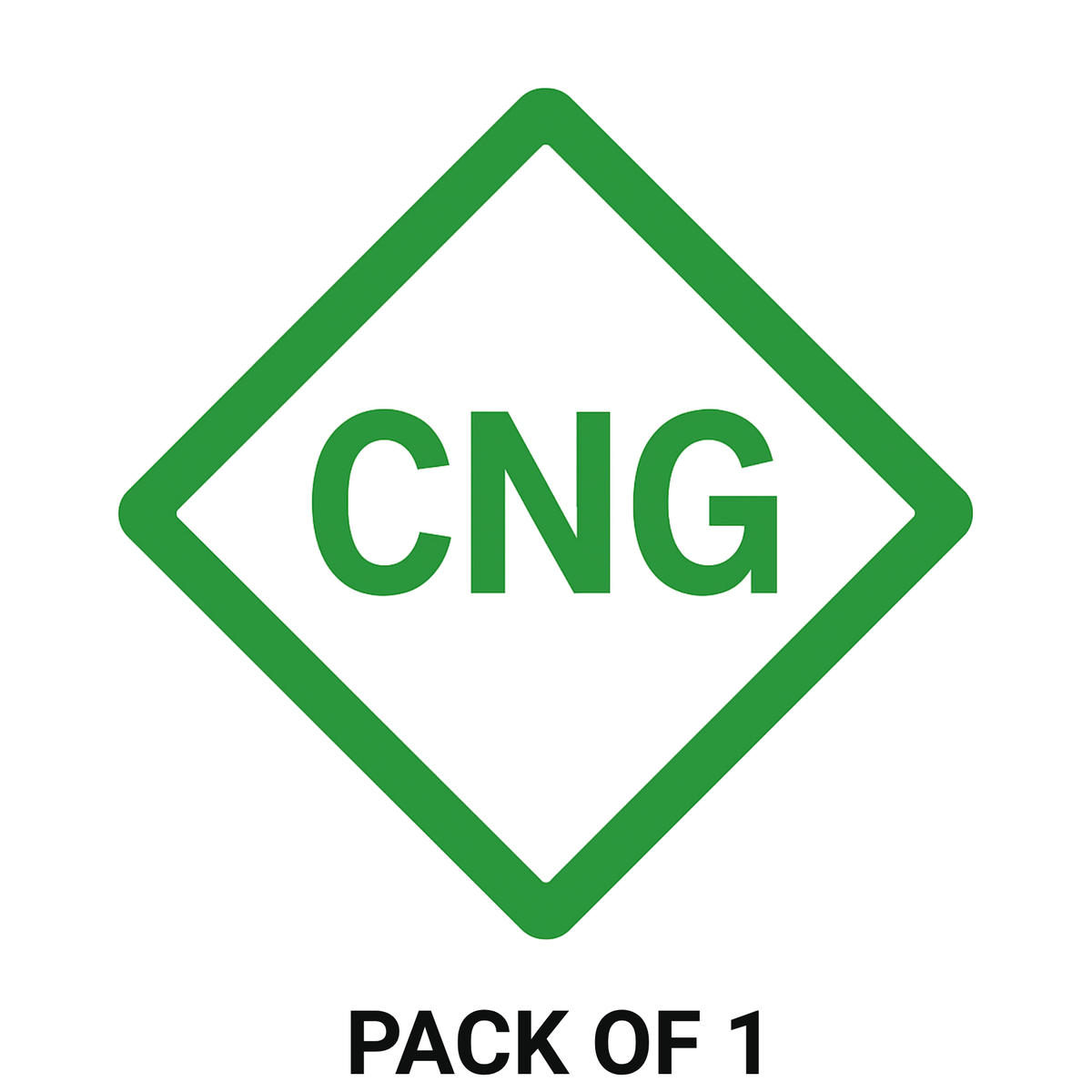 Smeeps CNG Diamond Sticker – 10.16 x 10.16 cm Green Hazard-Style Car & Bike Vinyl Decal | Waterproof | Clear CNG Fuel Identification