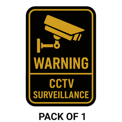 Smeeps Warning CCTV Surveillance Sticker – 10.67 x 15.24 cm Gold & Black Security Sign | Waterproof, Durable & High Visibility