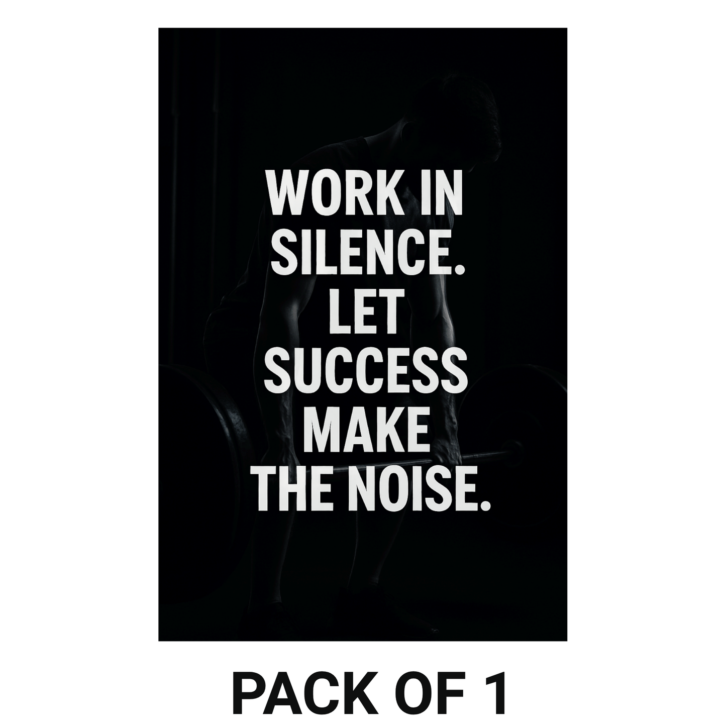 Smeeps Motivational Gym Wall Poster – “Work in Silence. Let Success Make the Noise.” Quote | Premium Fitness Room Décor | 30.48 x 45.72 cm Workout Inspiration Print