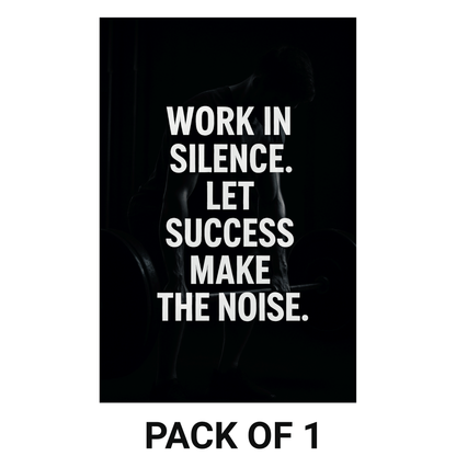 Smeeps Motivational Gym Wall Poster – “Work in Silence. Let Success Make the Noise.” Quote | Premium Fitness Room Décor | 30.48 x 45.72 cm Workout Inspiration Print