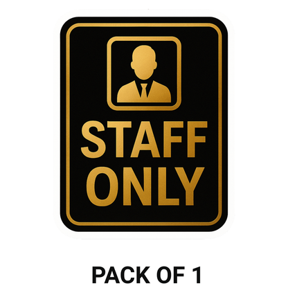 Smeeps Staff Only Sticker – 11.94 x 15.24 cm Gold & Black Sign | Waterproof, Durable Vinyl for Offices, Shops & Restricted Areas