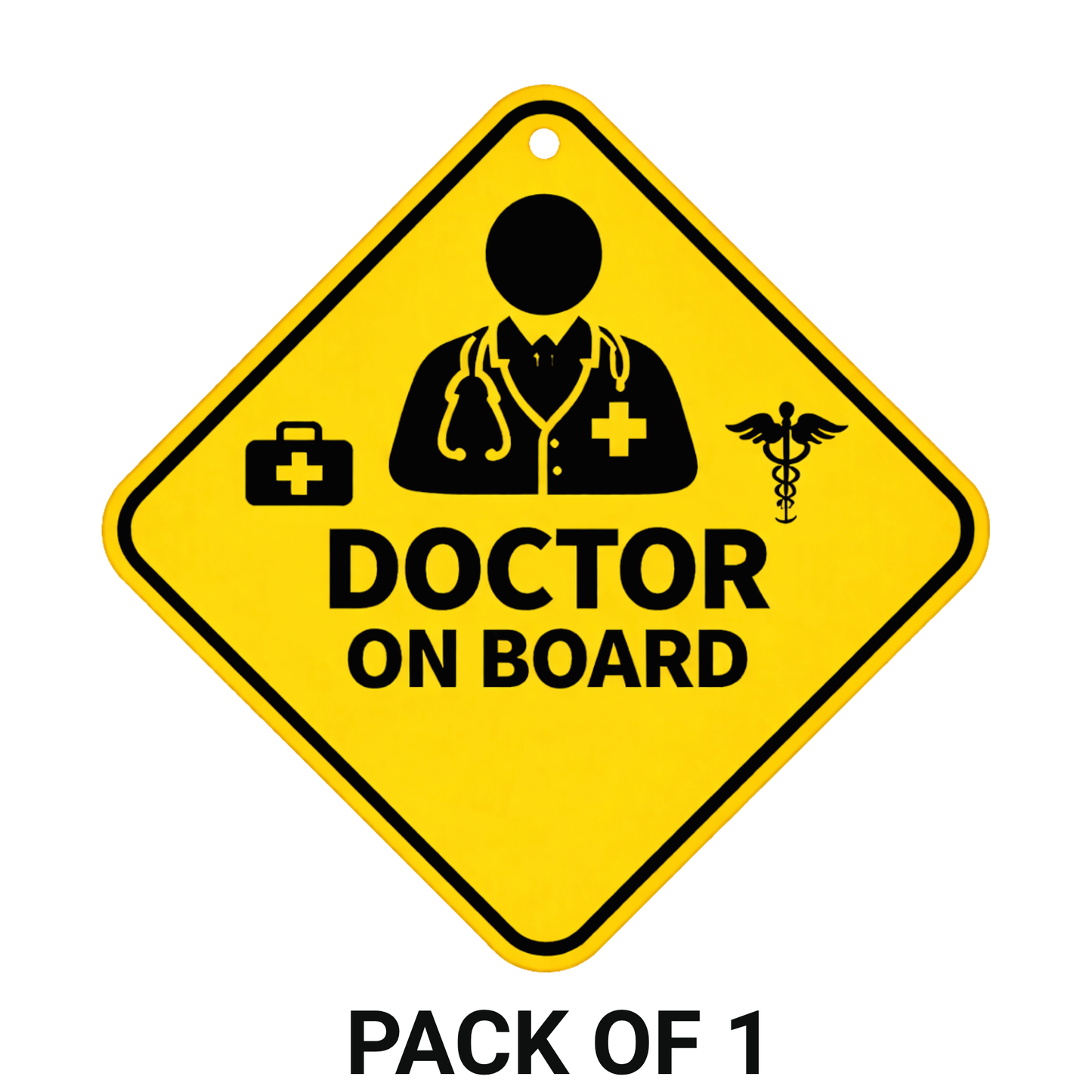 Smeeps Doctor On Board Hanging Sign – 20.32 × 20.32 cm (8 × 8 Inch) Waterproof UV Resistant Car Hanging Board with Suction Cup | Medical Professional Vehicle Safety Sign Pack of 1