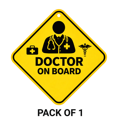 Smeeps Doctor On Board Hanging Sign – 20.32 × 20.32 cm (8 × 8 Inch) Waterproof UV Resistant Car Hanging Board with Suction Cup | Medical Professional Vehicle Safety Sign Pack of 1