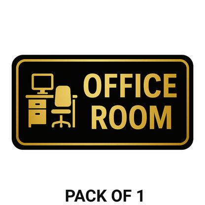 Smeeps Office Room Sticker – 28.96 x 15.24 cm Gold & Black Door Sign | Waterproof, Durable & High-Visibility Vinyl