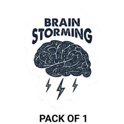 Smeeps “Brain Storming” Sticker – 7.88 x 10.16 cm Creative Thinking Vinyl Decal | Brain & Lightning Design | Waterproof & UV-Resistant Car, Laptop & Bike Sticker