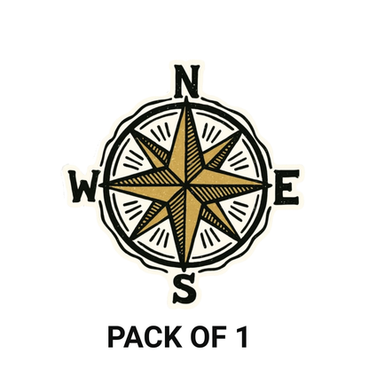 Smeeps Compass Rose Sticker – 10.41 x 10.16 cm Car, Bike & Travel Gear Vinyl Decal | Vintage Adventure Theme | Waterproof & Durable Design