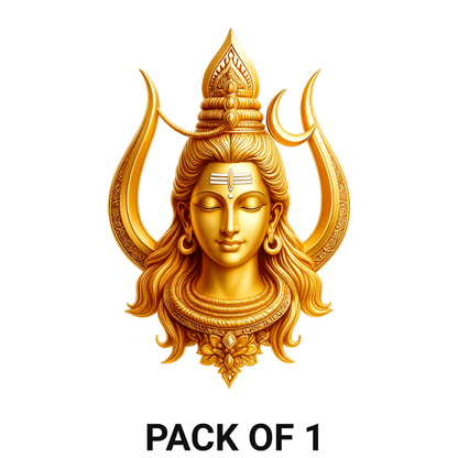 Smeeps Lord Shiva Golden Face Sticker – 10.93 x 7.62 cm Divine Shiv Ji Decal | Spiritual Hindu Wall & Vehicle Sticker | Waterproof & Durable Vinyl