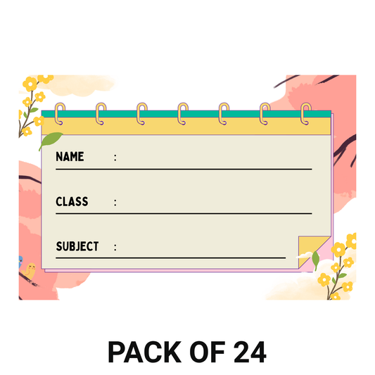 Pack of 24 |Smeeps Floral School Book Label Stickers – 7.62 x 5.08 cm – Elegant Writable Labels for Kids | Notebook-Inspired Design | Name, Class & Subject