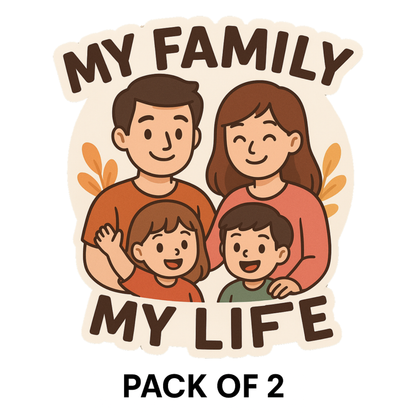 Smeeps My Family My Life Sticker – 12.95 x 12.95 cm | Cute Family Car Sticker | Waterproof & Fade-Resistant