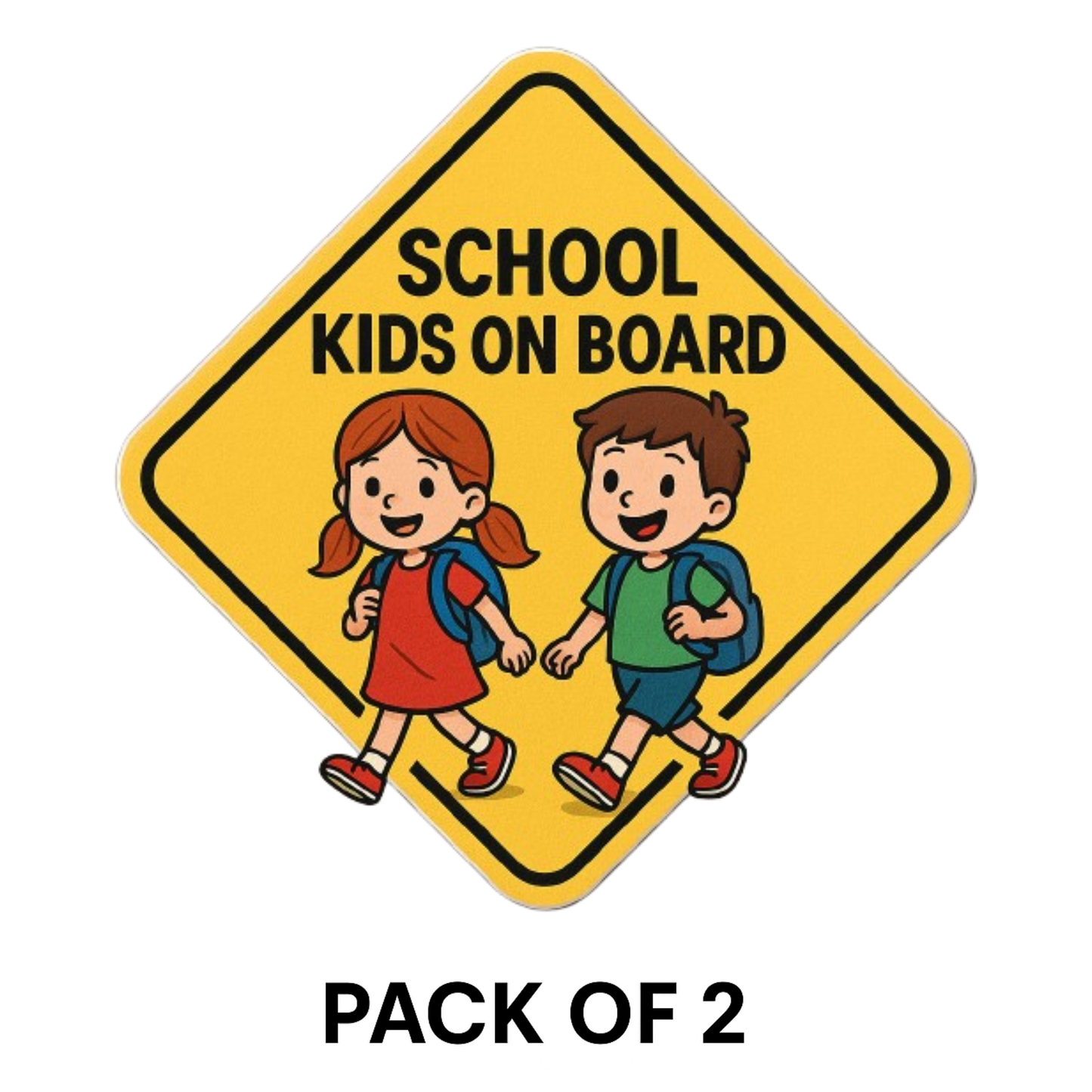 Smeeps School Kids on Board Sticker – 13.97 x 13.97 cm | Cute Yellow School Safety Sign for Buses & Vans