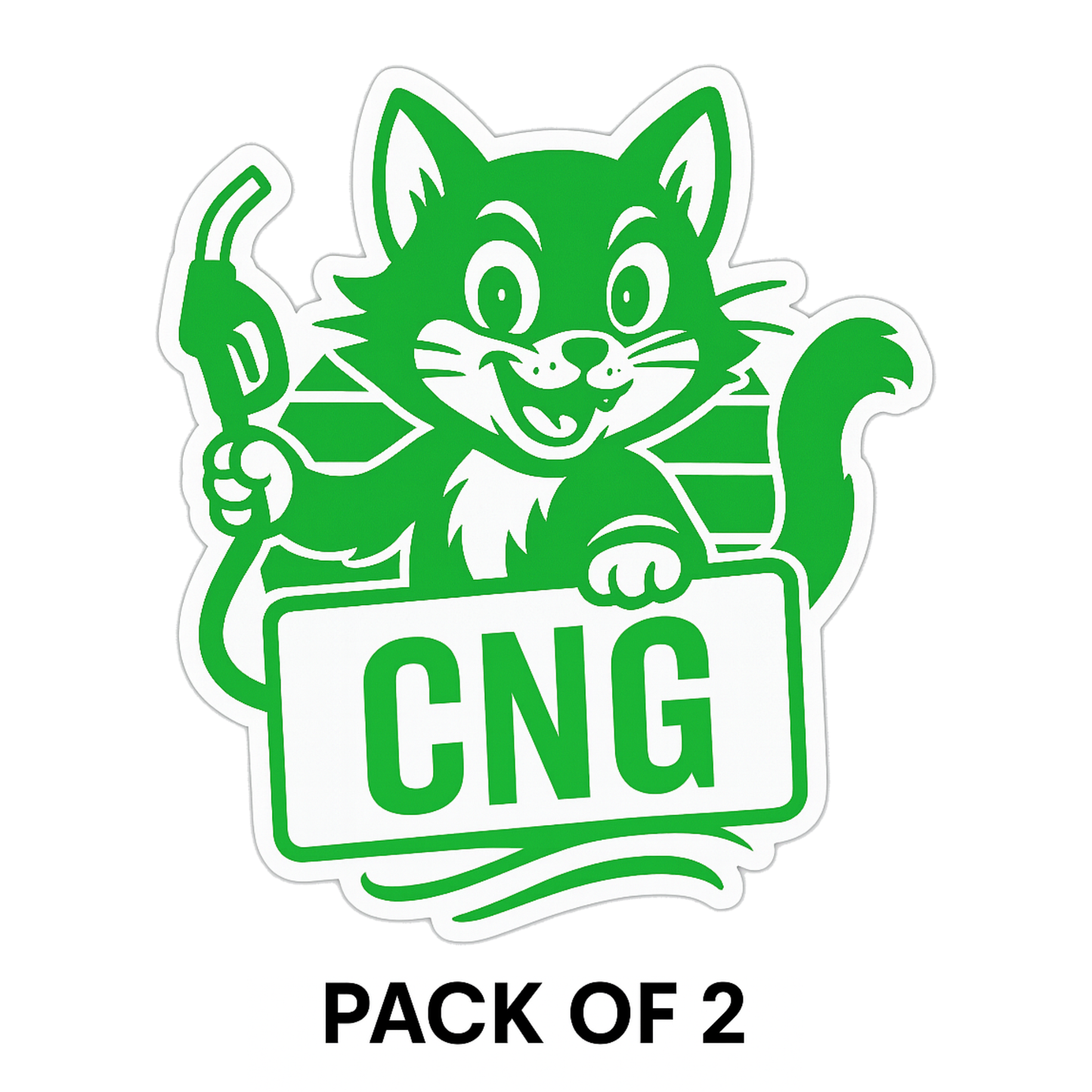 Smeeps CNG Cat Sticker – 10.16 x 9.2 cm Cute Green Kitty Fuel Type Car & Bike Decal | Waterproof Vinyl | Fun & Clear CNG Indicator