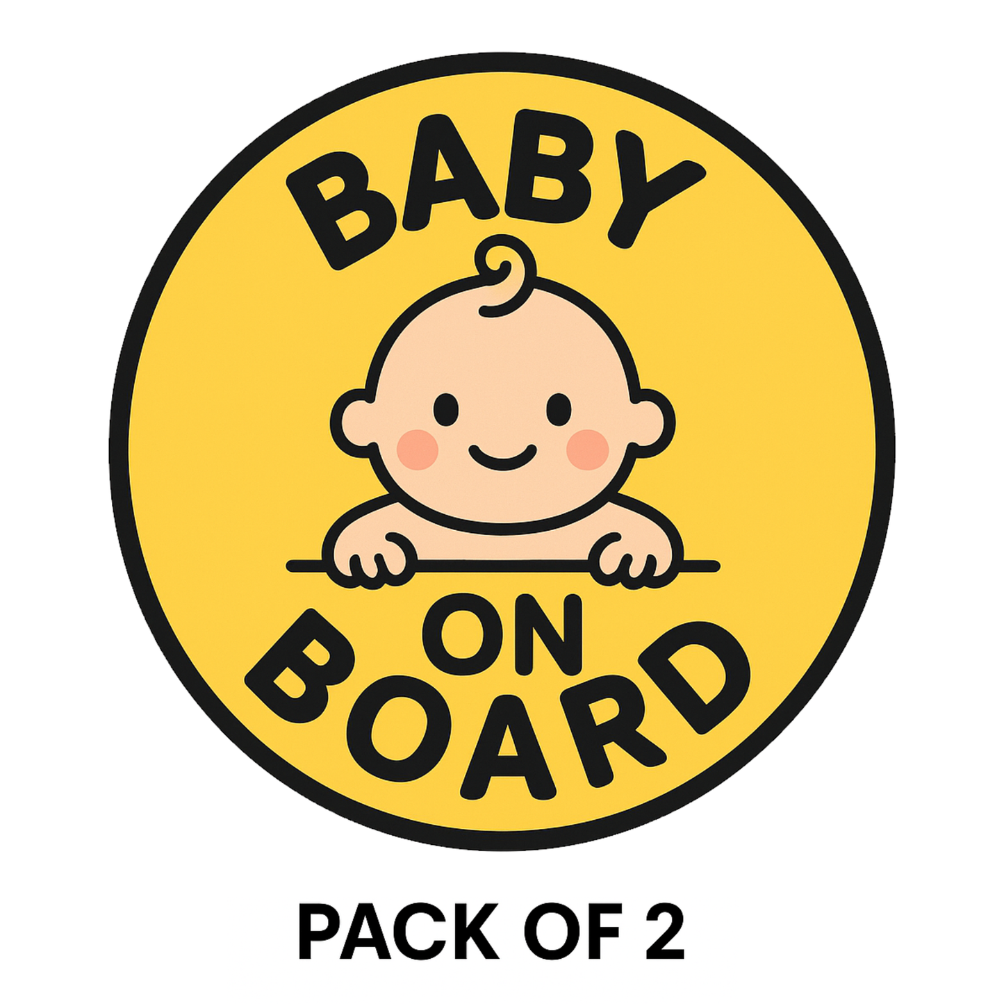 Smeeps Baby On Board Sticker – 13.97 x 13.97 cm Round | Cute Peeking Baby Design in Yellow | Waterproof Vinyl Car Safety Sign