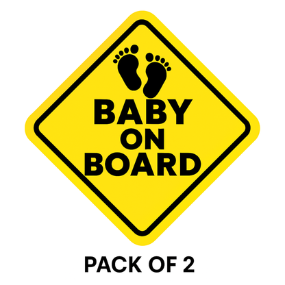 Smeeps Baby On Board Sticker – 14 x 14 cm Yellow Diamond Sign with Baby Footprints | High-Visibility Car Safety Decal | Waterproof & UV-Resistant Vinyl