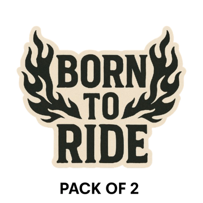 Smeeps Born to Ride Sticker – 10.16 x 10.16 cm | Flame Design Vinyl Bike Decal (Bold Beige & Black Theme)