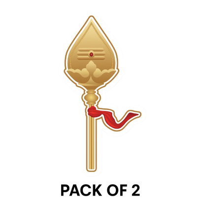 Smeeps Elegant Golden Vel with Thiruneer Symbol Sticker | 19.05 x 10.16 cm | For Car