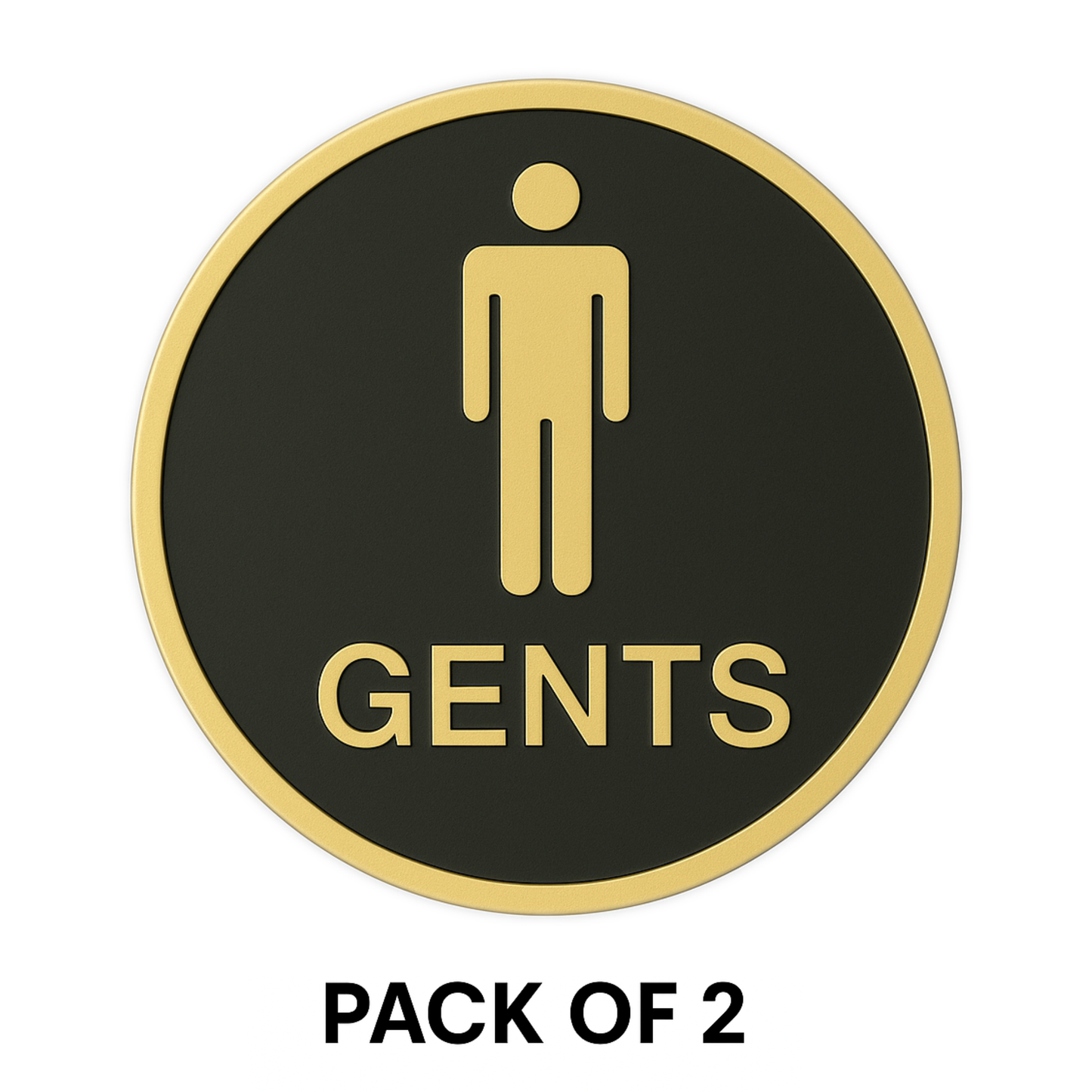 Pack of 2 | Smeeps “GENTS” Restroom Sign – Round 15.24 cm | Elegant Black & Gold Finish | Self-Adhesive | Waterproof & Durable | Ideal for Offices, Hotels, Cafés, and Commercial Use