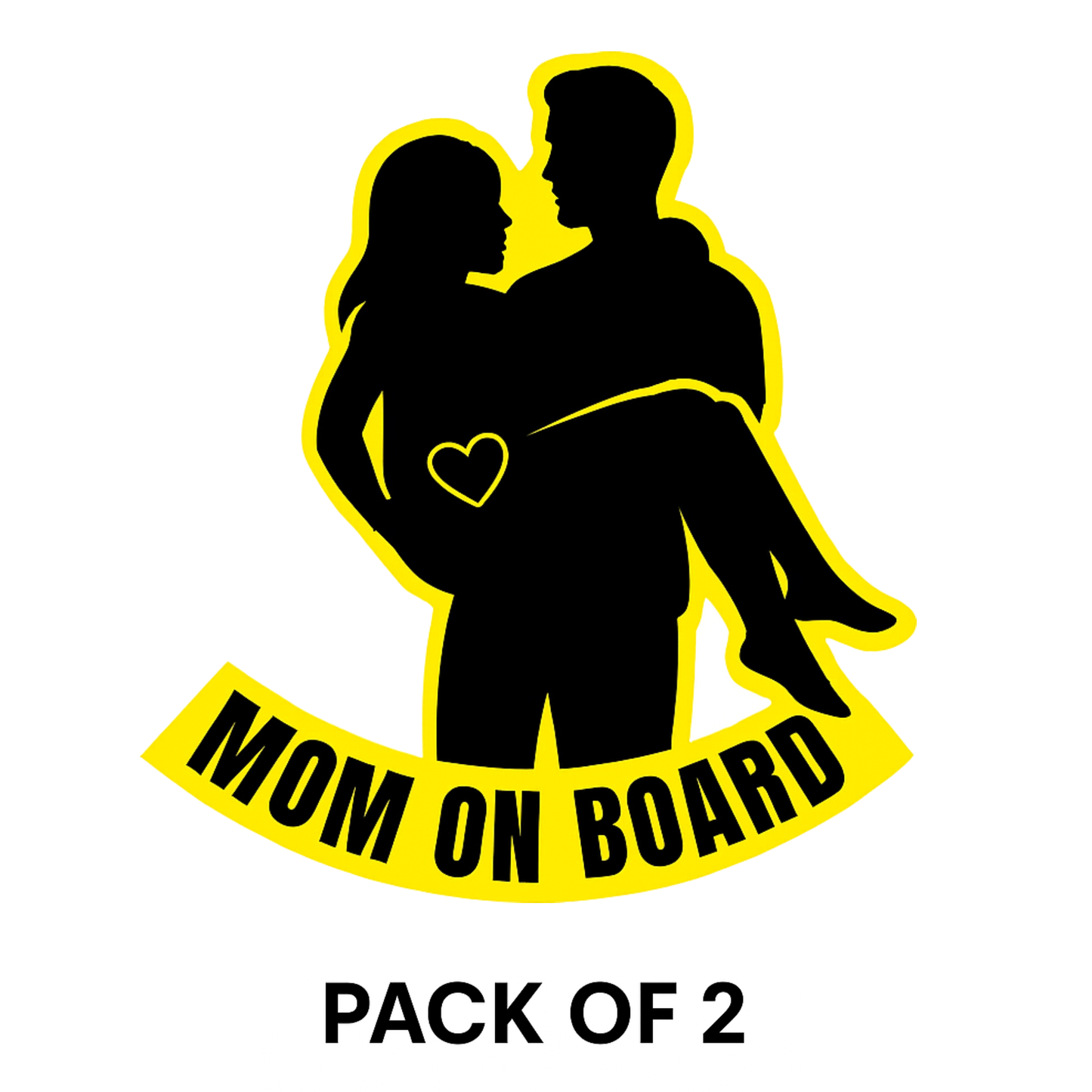 Smeeps Mom On Board Couple Sticker – 14.8 x 14 cm Car & Bike Vinyl Decal | Safety Alert Sign | Waterproof & UV-Resistant Design