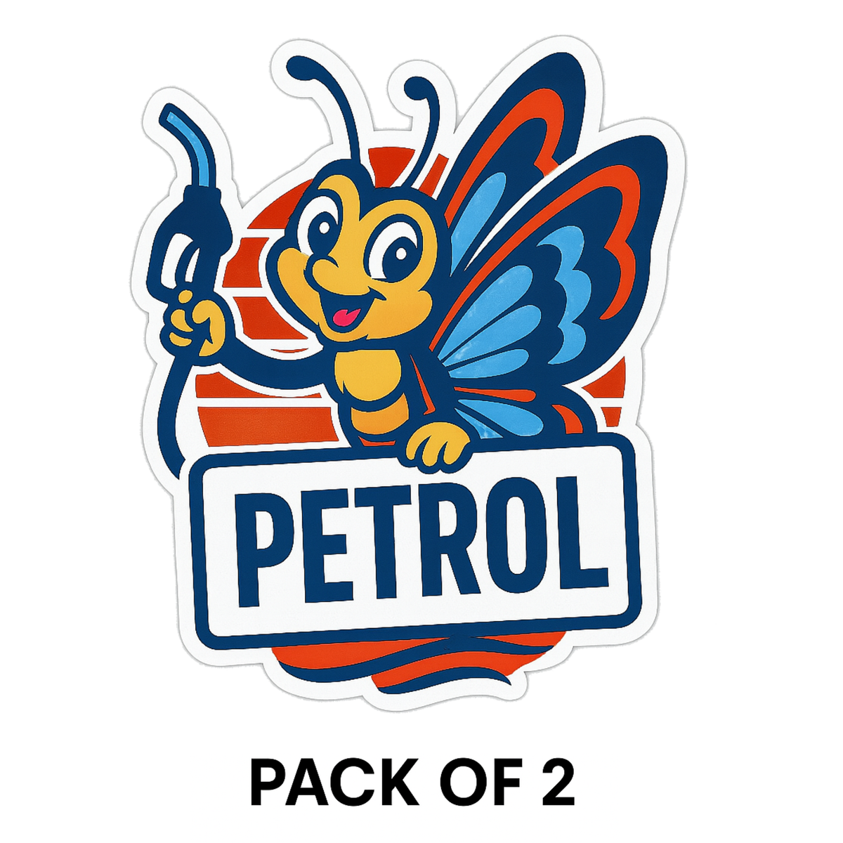 Smeeps Petrol Butterfly Sticker – 10.16 x 9.2 cm Car & Bike Vinyl Decal | Vibrant Fuel Icon Design | Waterproof & Durable Label Sticker