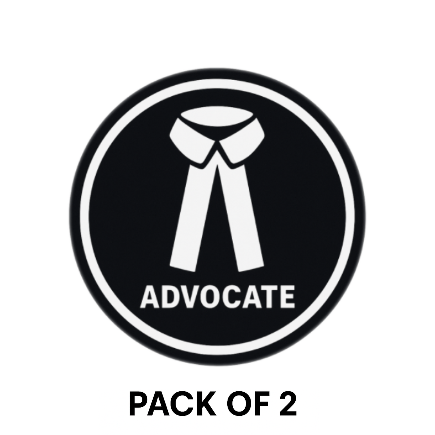 Pack of 2 | Smeeps Advocate Symbol Vinyl Sticker – 15.24 cm Round Black & White Lawyer Decal | Legal Professional Identity Tag for Car, Office, Laptop | Waterproof & UV-Resistant