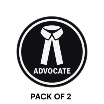 Pack of 2 | Smeeps Advocate Symbol Vinyl Sticker – 15.24 cm Round Black & White Lawyer Decal | Legal Professional Identity Tag for Car, Office, Laptop | Waterproof & UV-Resistant