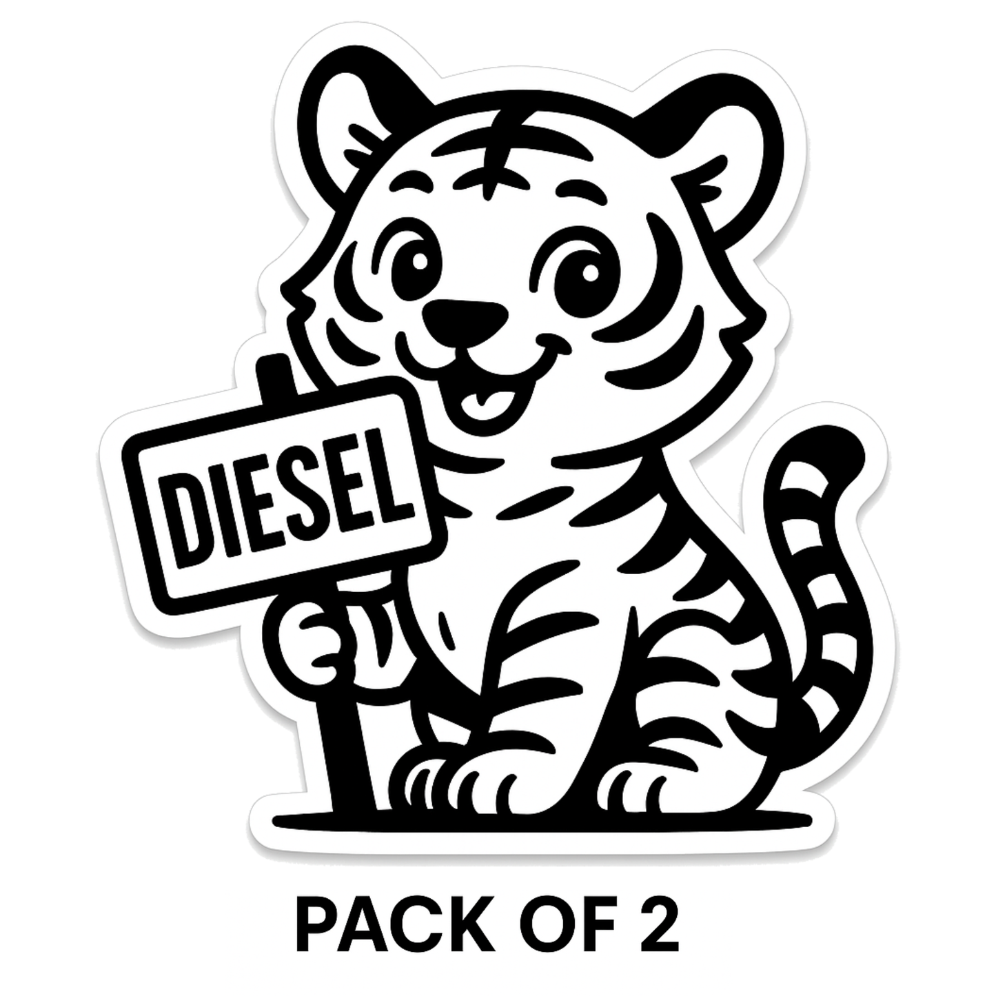 Smeeps Diesel Tiger Sticker – 10.16 x 9.4 cm Cute Cartoon Tiger Fuel Type Car & Bike Vinyl Decal | Waterproof | Clear Diesel Identification