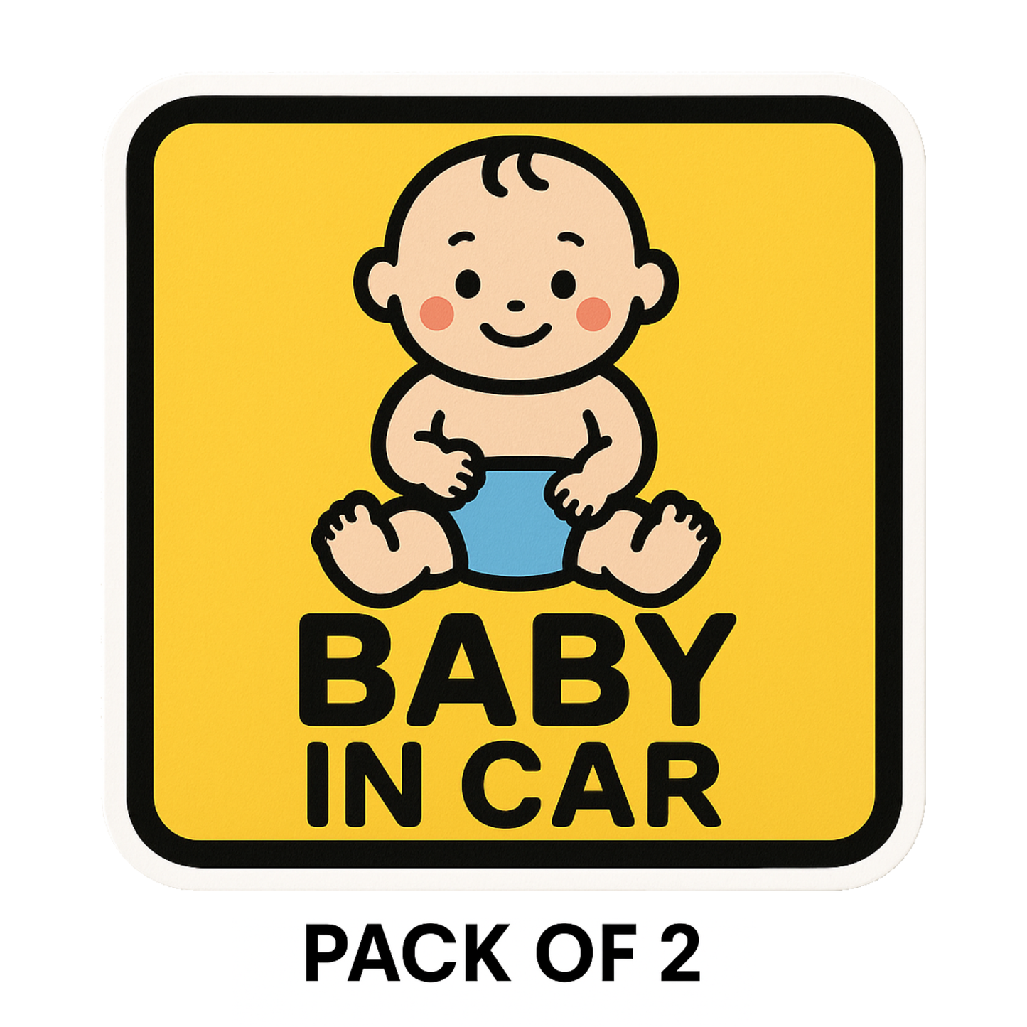 Smeeps Baby in Car Sticker – Yellow Square Design – 12.95 x 12.95 cm | Baby Safety Car Sign for Vehicles