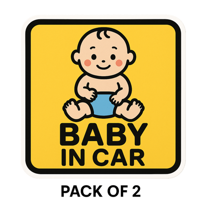 Smeeps Baby in Car Sticker – Yellow Square Design – 12.95 x 12.95 cm | Baby Safety Car Sign for Vehicles