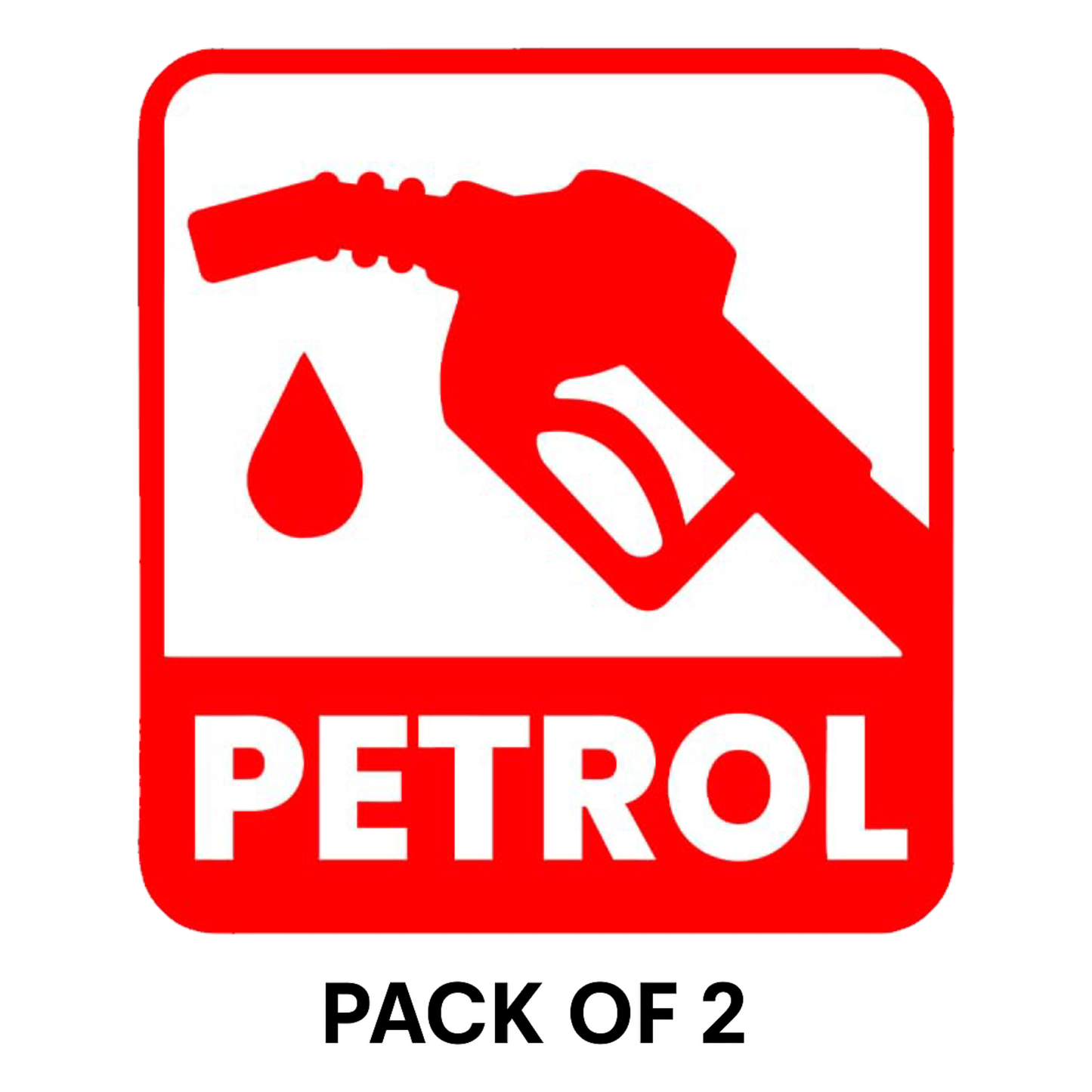 Petrol Type Indicator Sticker – 10.5 x 10.5 cm Red Fuel Icon Design | Petrol Only Label for Vehicles | Waterproof, Bold & Easy to Read