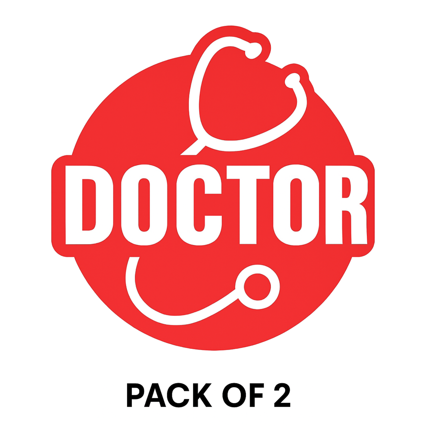 Smeeps Doctor Car Sticker – 8.89 x 7.62 cm Red Round Stethoscope Design Decal for Cars