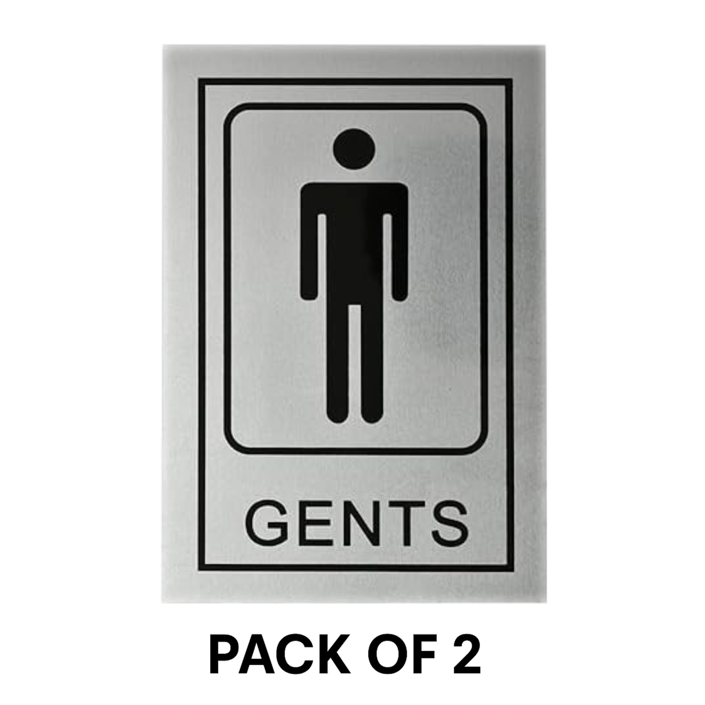 Pack of 2 | Smeeps “GENTS” Restroom Sign – 15.24 x 10.16 cm | Sleek Silver Finish with Black Print | Durable & Easy to Read | Self-Adhesive for Office, Mall, Café, School