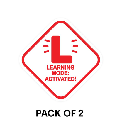 Pack of 2 | Smeeps “Learning Mode: Activated!” L Plates – 15 cm Reflective Diamond-Shaped Vinyl Stickers for Learner Drivers | Waterproof, Bold, and Funny