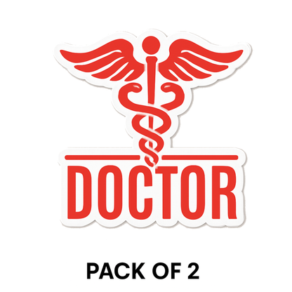Smeeps Doctor Car Sticker – 10.16 x 9.7 cm Medical Symbol Decal for Car Identification – Red & White