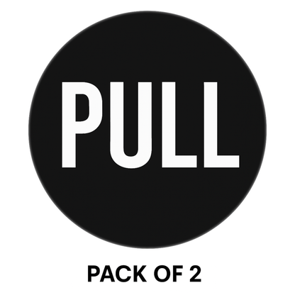 Pack of 2 | Smeeps Round “PULL” Door Sticker – 15.24 cm | Matte Black Finish with Bold White Text | Easy Peel & Stick Vinyl Decal | Ideal for Offices, Stores & Restaurants