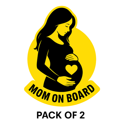Smeeps Mom On Board Sticker – 14 x 12.7 cm Car & Bike Safety Vinyl Decal | High-Visibility Yellow Design | Waterproof & Durable