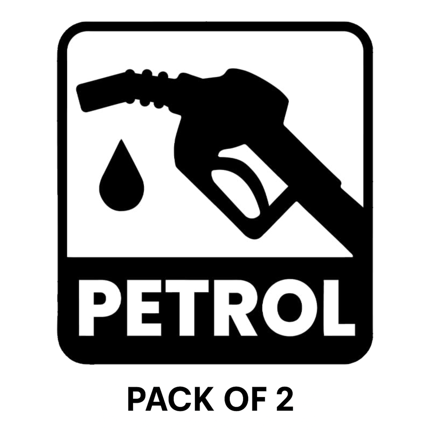 Petrol Type Indicator Sticker – 10.5 x 10.5 cm Square Design | Fuel Icon Label for Petrol Vehicles | Waterproof & Durable