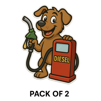 Smeeps “Diesel Only” Cute Dog Fuel Sticker – 9 x 11.5 cm | Waterproof Vinyl – Fuel Type Awareness for Cars, Bikes & Trucks
