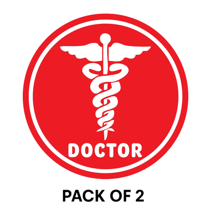 Smeeps Doctor Car Sticker – 10.16 x 10.16 cm | Bold Red Medical Emblem with Text | Professional Identification for Vehicles